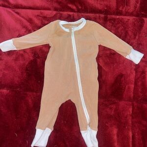 Little Bipsy Tan and White Footies One Piece